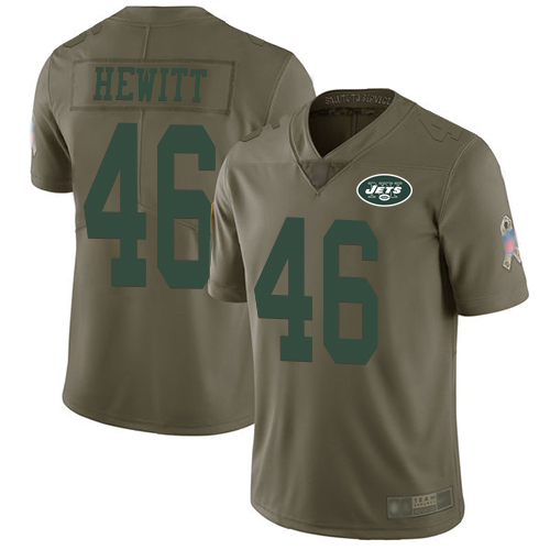 New York Jets Limited Olive Youth Neville Hewitt Jersey NFL Football #46 2017 Salute to Service->youth nfl jersey->Youth Jersey